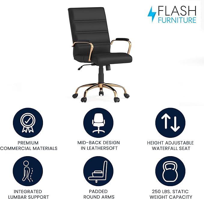 Flash Furniture Whitney Mid-Back Swivel LeatherSoft Desk Chair