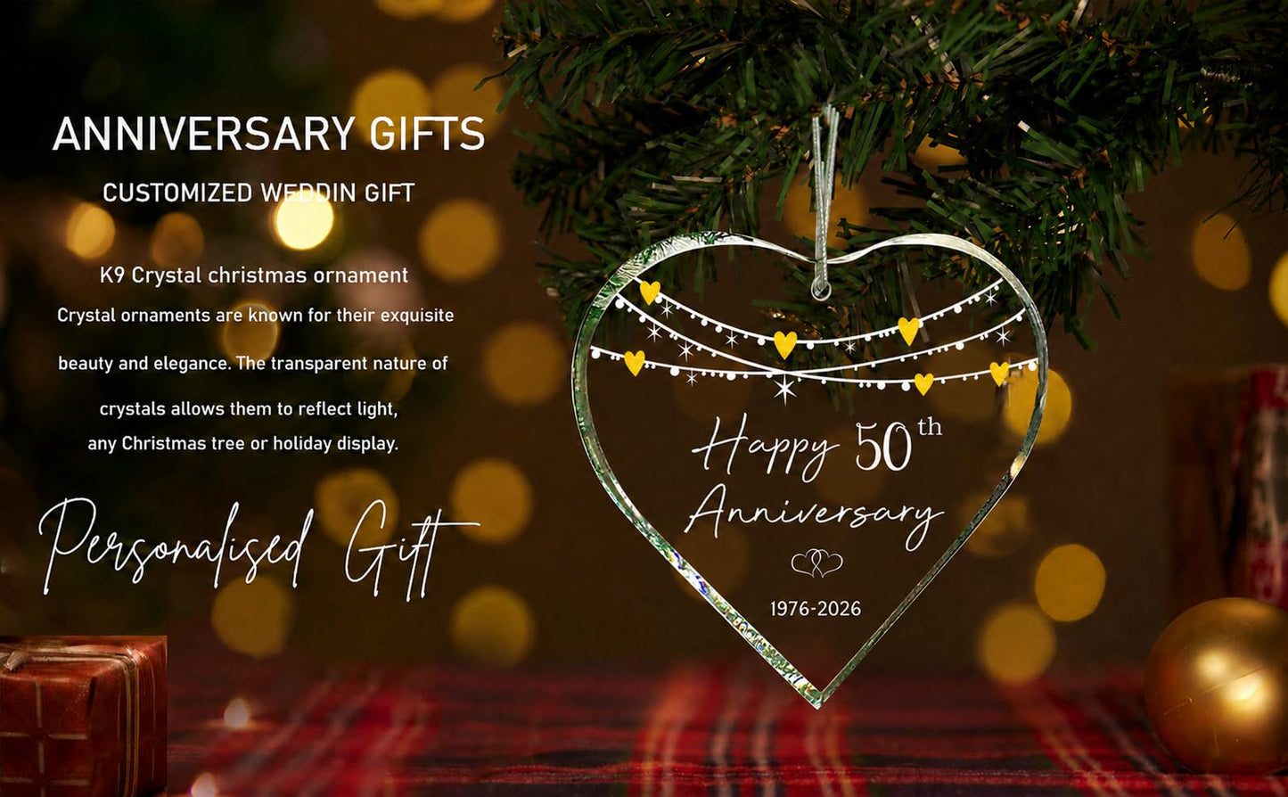 ZUNON 5th Anniversary Ornaments Gifts for Couple 2026 Wedding Gifts for Wife or Husband Decoration 3" Ornament (5th