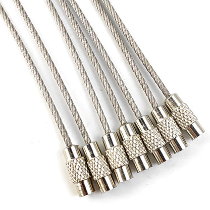 ROYHOO 50PCS Stainless Steel Wire Keychains Cable, Key Rings, Heavy Duty Luggage Tags Loops Tag Keepers 1.5mm Twist Barrel (Cable Length: 5.9 inches)