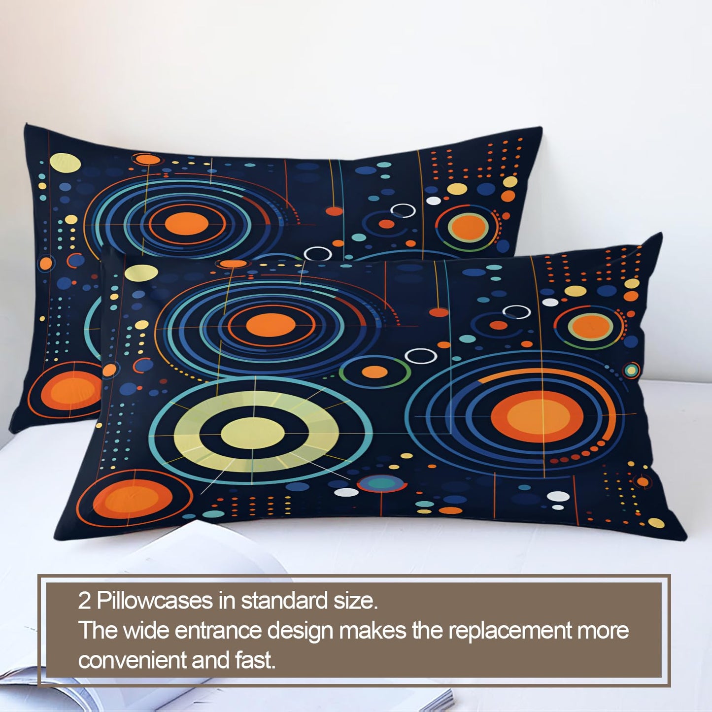 QINYUN Abstract Starry Sky Duvet Cover Queen Size, Solar System Space Bedding Set 3 Piece Bedroom Decor Deep Blue Comforter Cover and 2 Pillow Sham with Zipper Closure