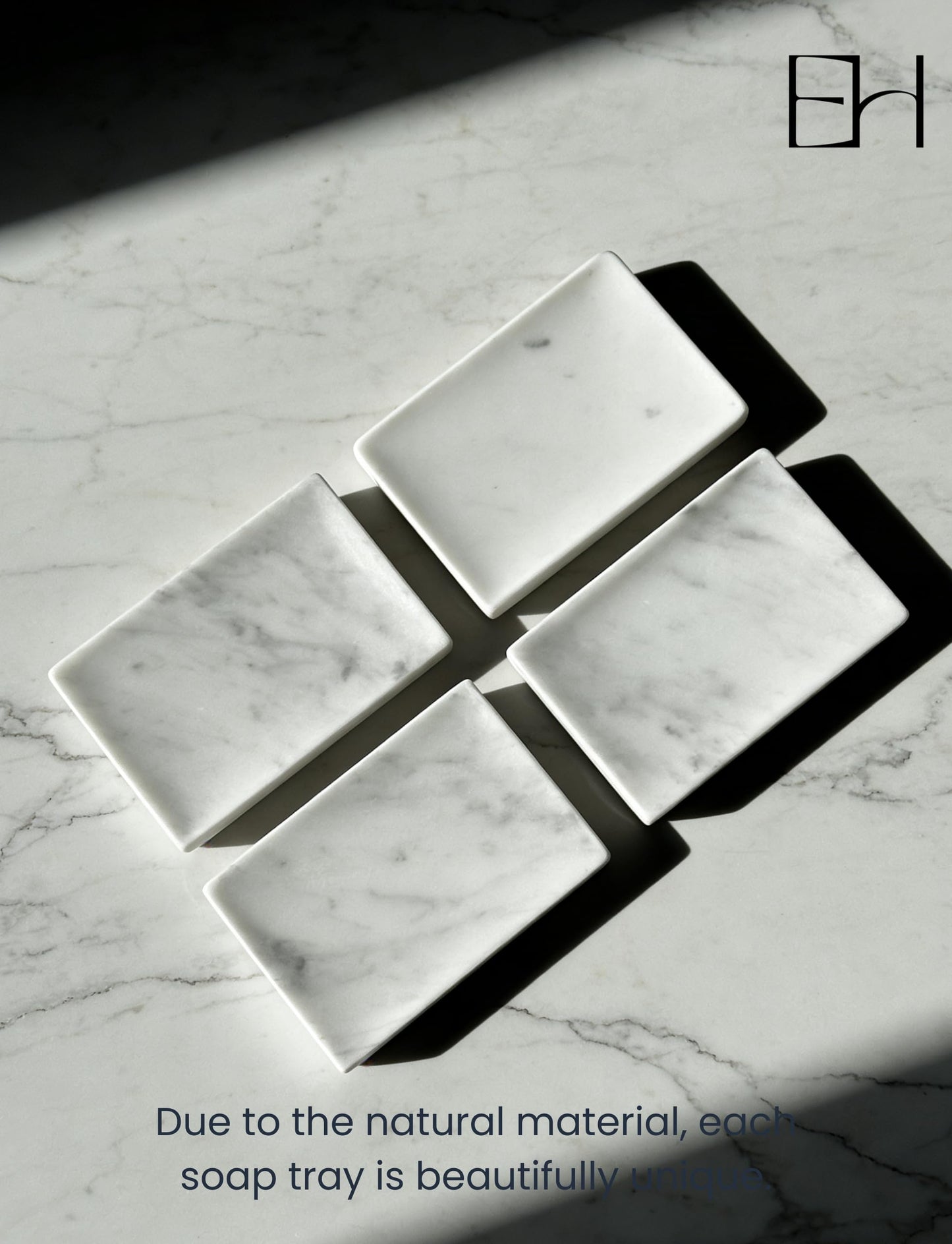EXCHUES Natural Marble Soap Dish for Shower with Silicone Non-Slip Feet, Stone Drying Tray, Bar Soap Saver, Holder Container for Bathroom Decor Accessories(Carrara White, Rectangular)