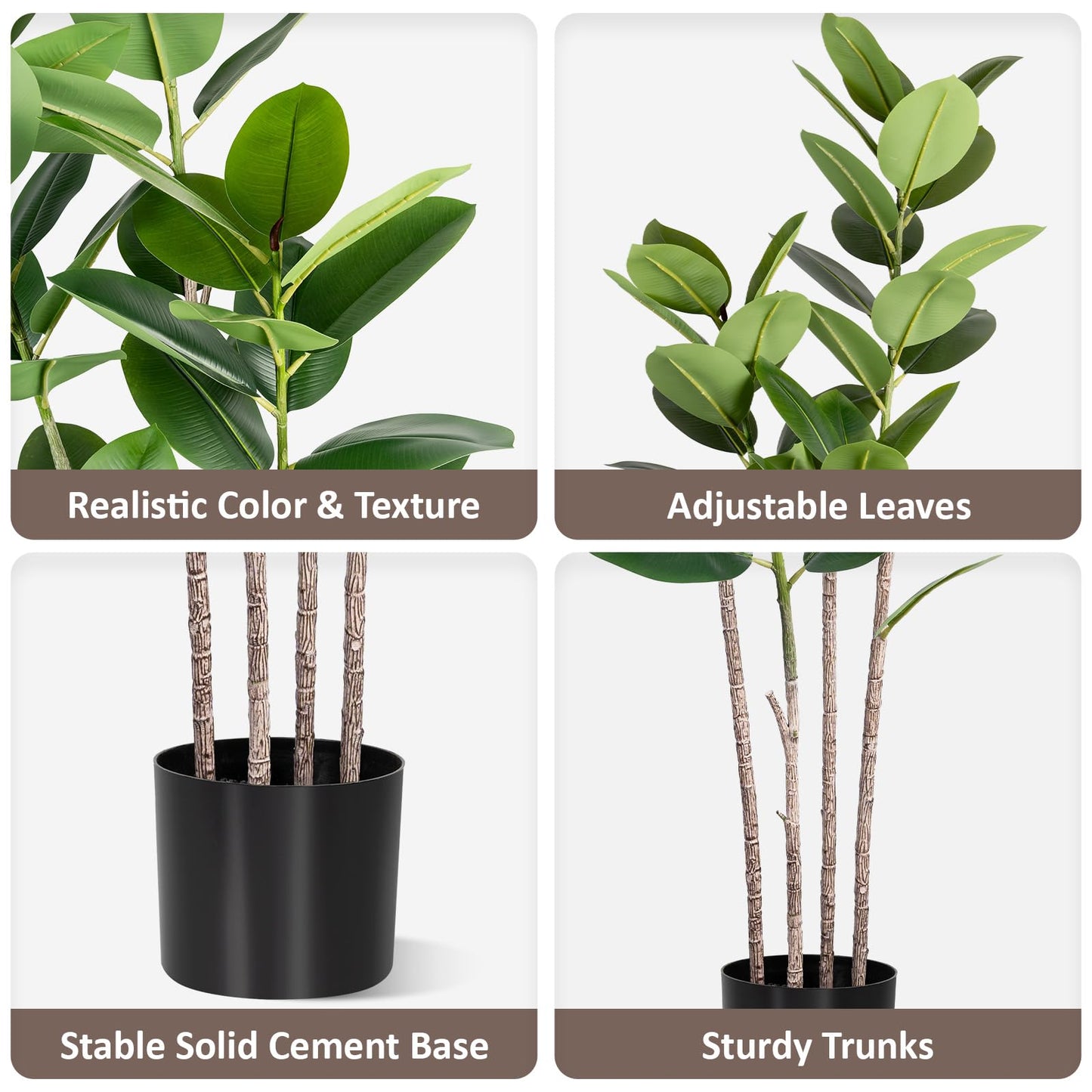 Artificial Rubber Tree 5FT Tall Faux Ficus Tree with Potted Fake Tropical Plant Decorative House Plants Large Floor Plants Artificial Trees for Home