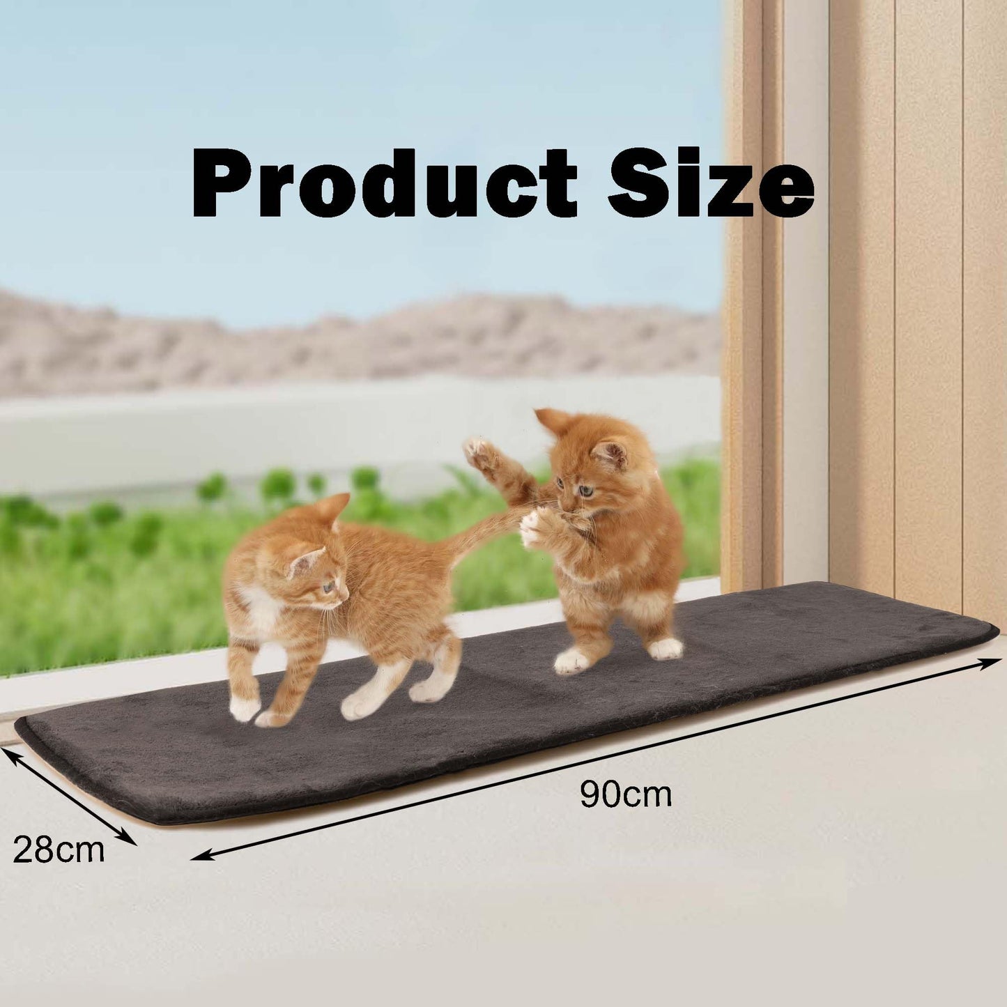 Pet Prime Cat Window Bed, Cat Window Hammock, Sill Non-Slip Lounger Cushion for Windowsill 90x28cm(Grey)