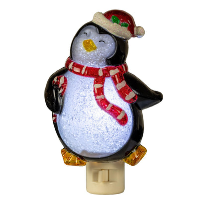 Novelty Lights LED Lamp Penguin with Scarf Christmas Decoration Night Light with Swivel Plug