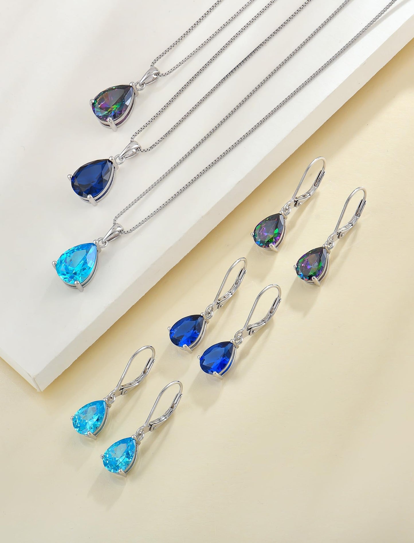 YL 925 Sterling Silver Teardrop Dangle Drop Earrings for Women 7x10 MM Solitaire Created Opal Leverback Jewelry