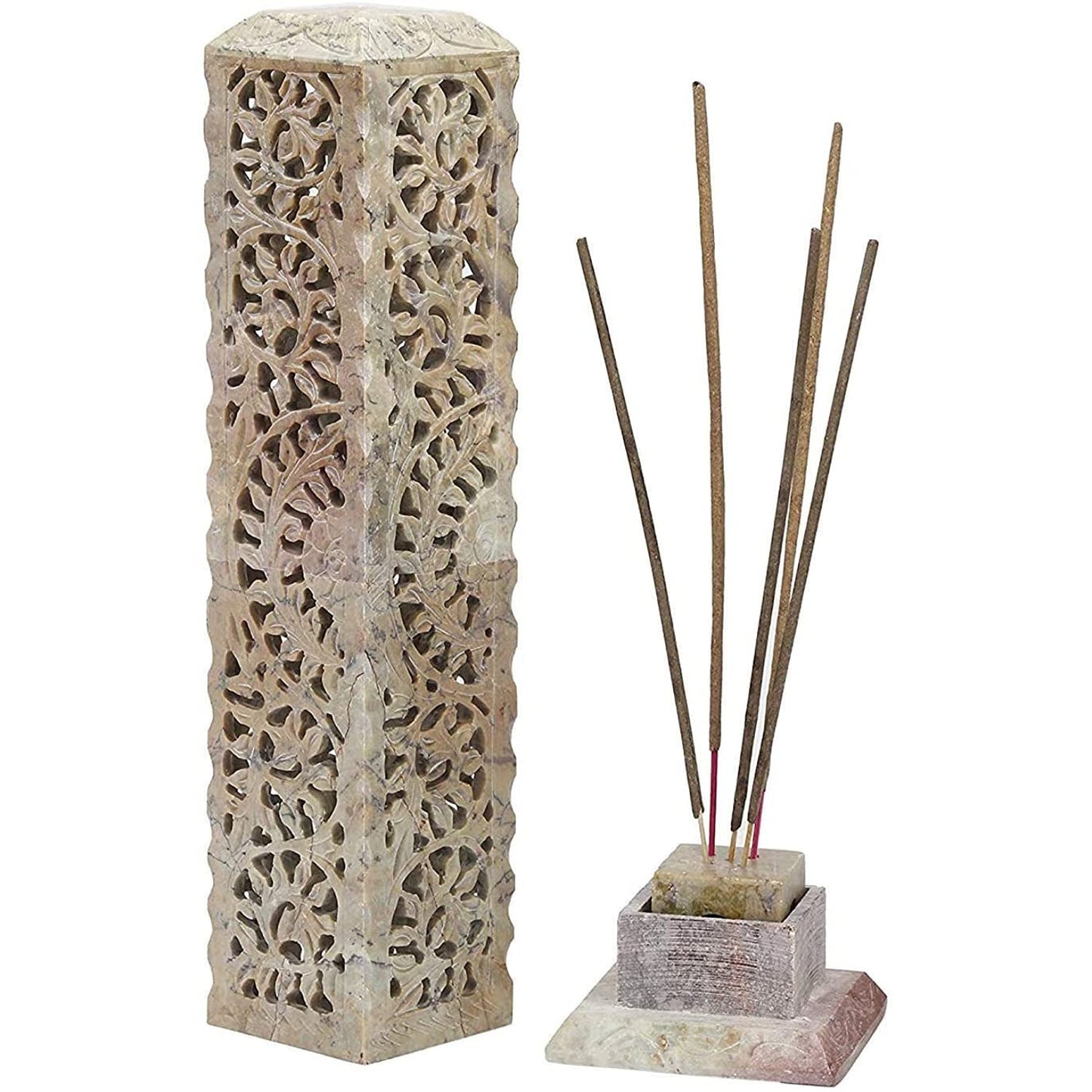 Marble Soapstone Incense Stick Burner | Candle Stick Holder | Tea Light Burner with Marble Soapstone Candle Aroma Burner | Oil Diffuser | Tea Light Holder | Wax Burner.
