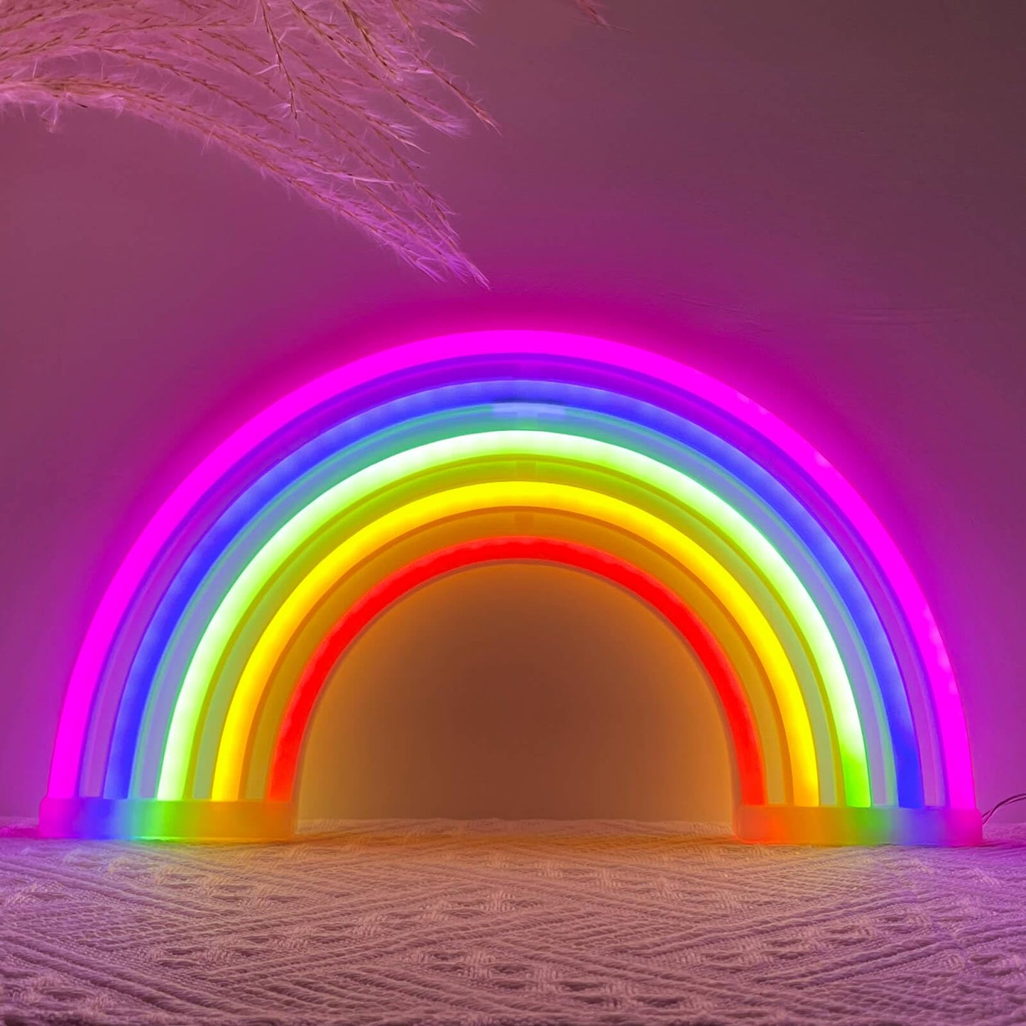 HOHOSIGN Rainbow Neon Sign Led Lights Rainbow Wall Decor Room Decor For Girls, USB/Battery Operated Lamp Kids Classroom Neon Light Decorations For Night Bedroom Office Christmas
