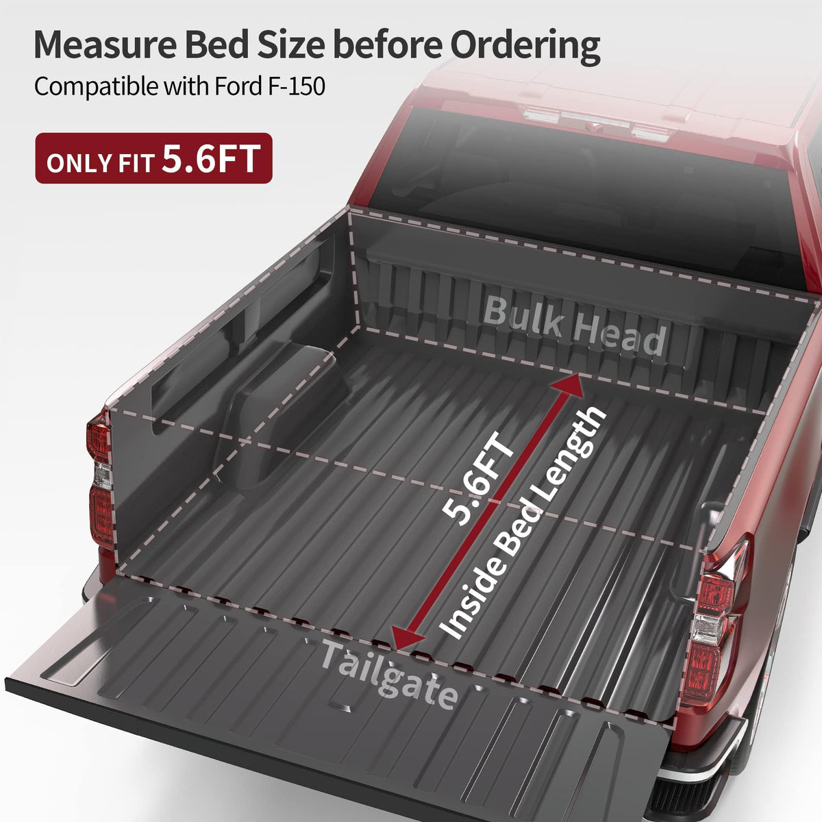 oEdRo Upgraded Tri-Fold Truck Bed Tonneau Cover Compatible with 2015-2026 Ford F-150 F150 5.5 Feet Bed