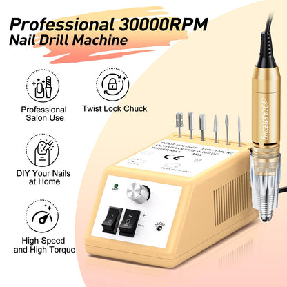 20000RPM Electric Nail Drill Professional Nail File Drill Acrylic Nails Kit for Manicure Gel Nail Polish Remover with 1 Pack of Sanding Bands(Pink)
