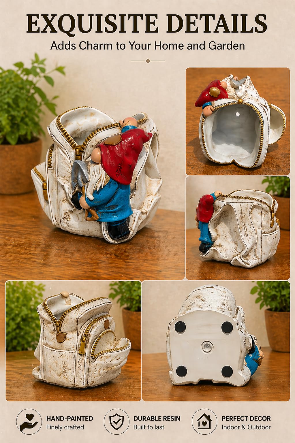 Cute Planter Gnome Plant Pots for Succulent Unique Resin Flower Pot with Drainage Hole Funny Gifts for Plant Lovers
