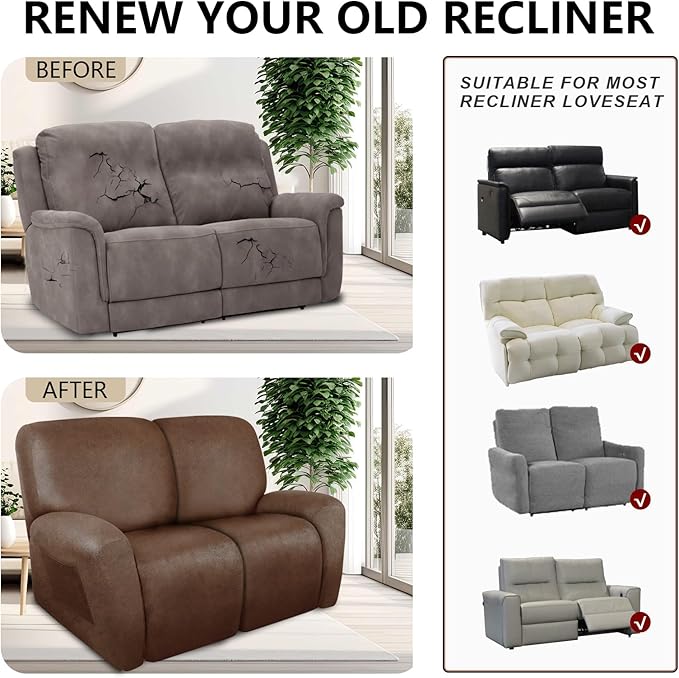 ANARACHON Loveseat Recliner Cover Leather Look Recliner Loveseat Covers