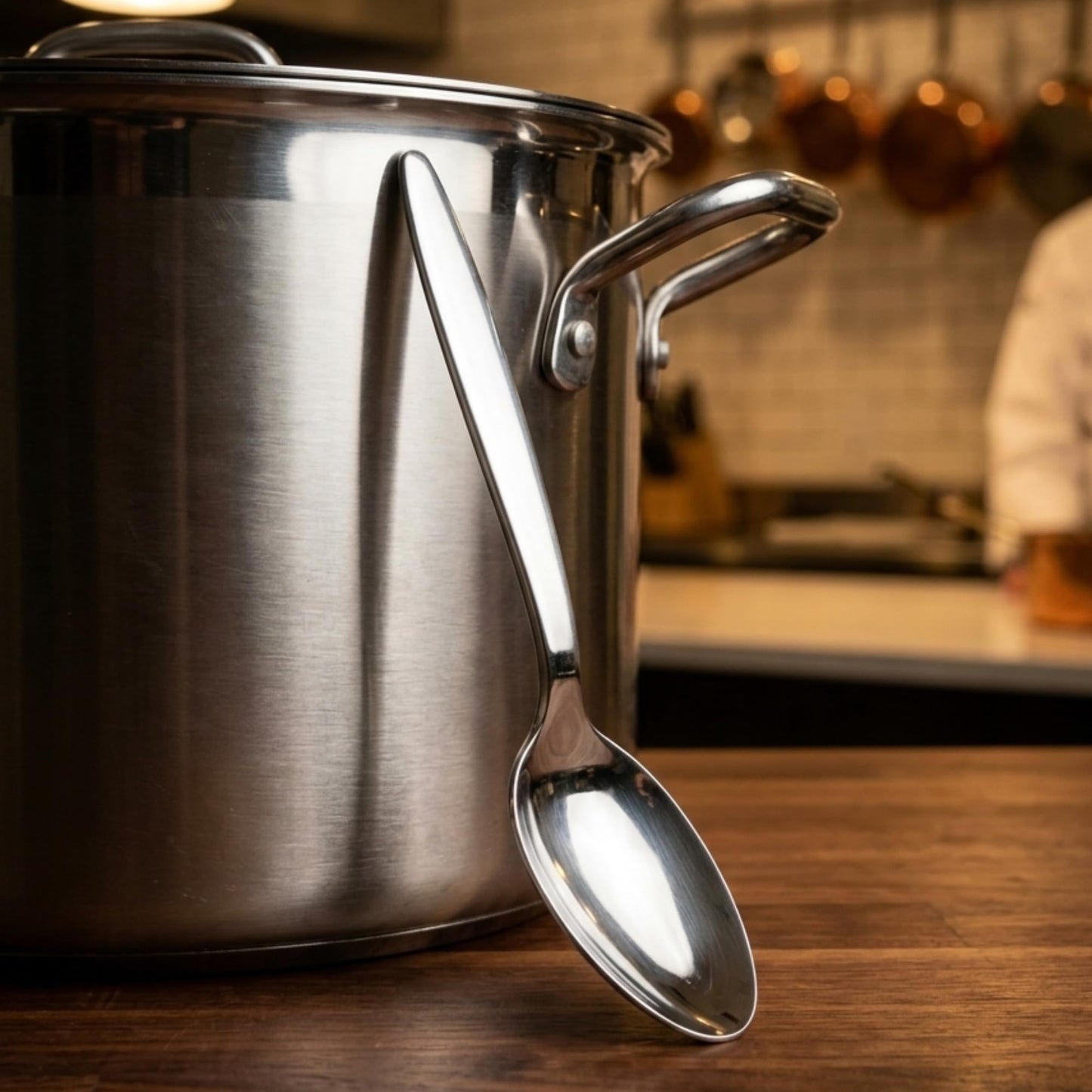 F&F Chef Kunz Spoon | Silver Stainless Steel 2 Tbsp Basting Spoon, 9 Inch Solid Sauce Spoons, Big Serving Spoons Stainless Steel, Plating & Quenelle & Cooking