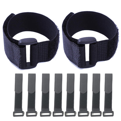 HUAPX Fastening Hook and Loop Cable Straps,10Pack Black Self-Adhesive Cable Ties,Nylon Securing Straps with Buckles,Adjustable and Reusable Cinch Straps for Cords Organized and Tidy(1" x 12")