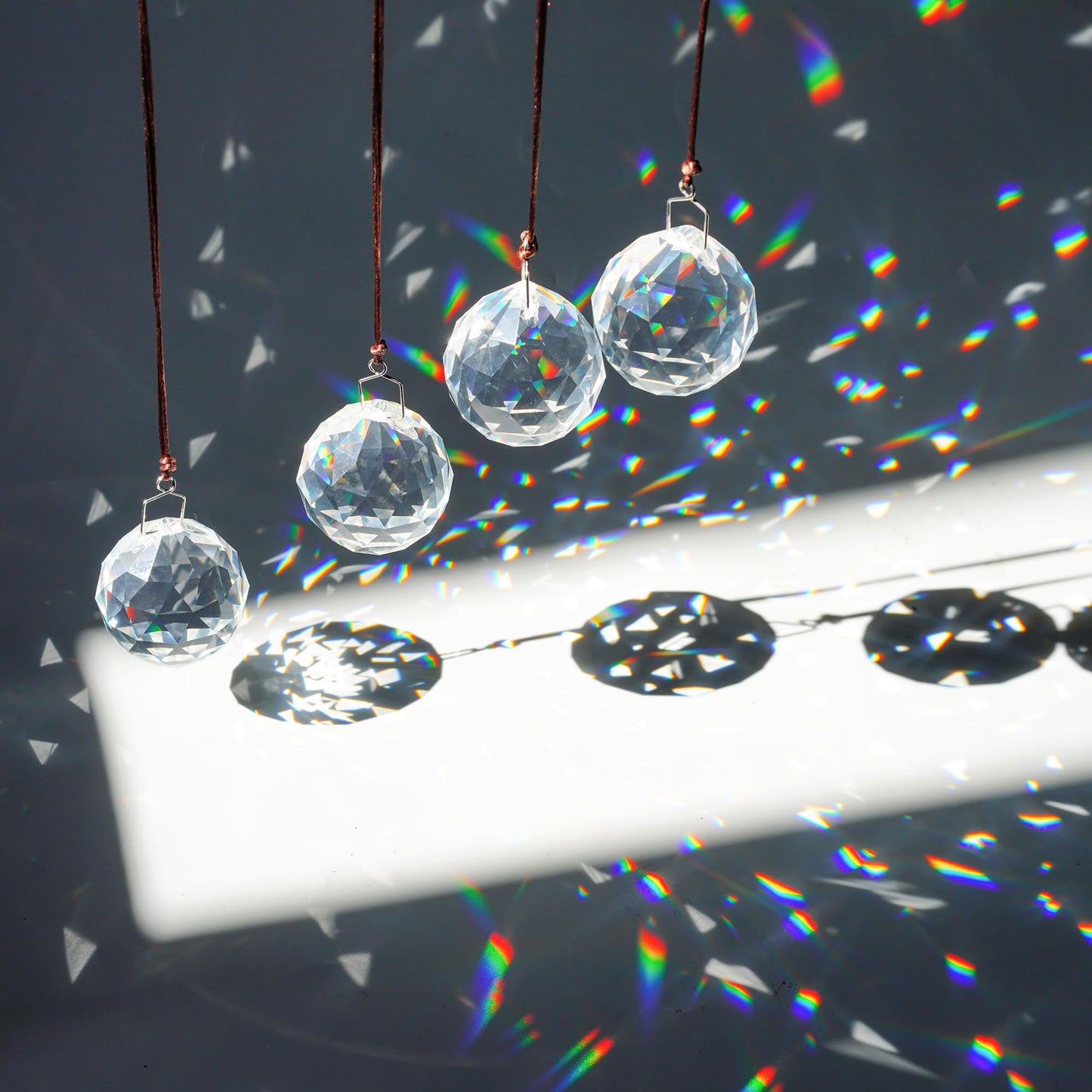HDCRYSTALGIFTS 48pcs Clear Faceted Crystal Ball Prism 1.2"/30mm Glass Prism Sun Shine Catcher Rainbow Pendants Maker, Hanging Crystals Prisms for Windows Home Decor