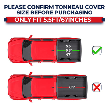 MOSTPLUS 5.5FT Roll-Up Soft Vinyl Truck Bed Tonneau Cover Compatible for Ford F150 F-150 2009-2025 2026 Short Bed On Top (67Inch)