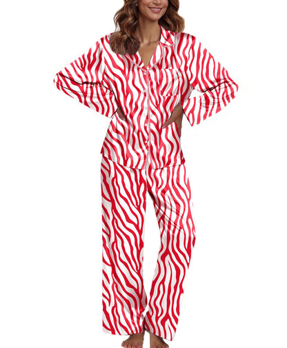 Ekouaer Pajamas For Women Set Silk Pjs 2 Piece Satin Sleepwear Long Sleeve Button Down Lounge Sets With Pant