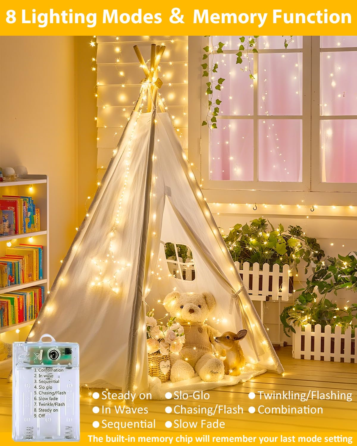 3 Pack 60 LED Fairy Lights Battery Operated with Remote, 8 Modes String Lights Indoor Outdoor, Cuttable Battery Light for Home Bedroom Wedding DIY Centerpiece Christmas Decorations (Warm White)