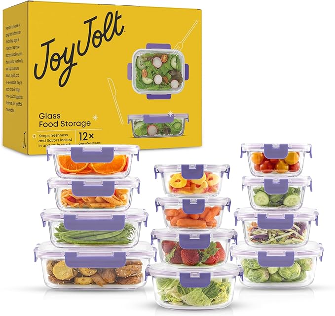 JoyJolt 24pc Borosilicate Glass Storage Containers