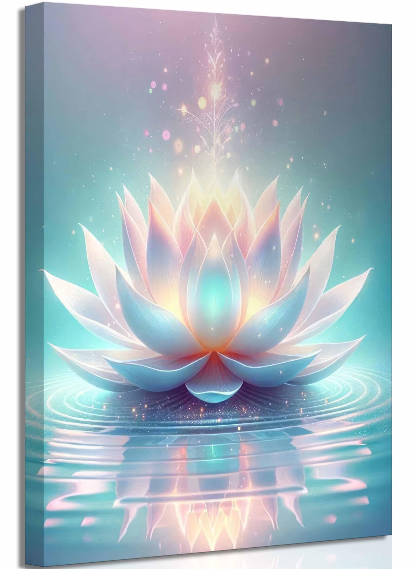 Zen Canvas Wall Art White and Blue Lotus Flower Bloom in Water Picture Yoga Spa Meditation Spiritual Room Wall Decor Poster Print Artwork for Bathroom Bedroom Office Yoga Room Home Decoration