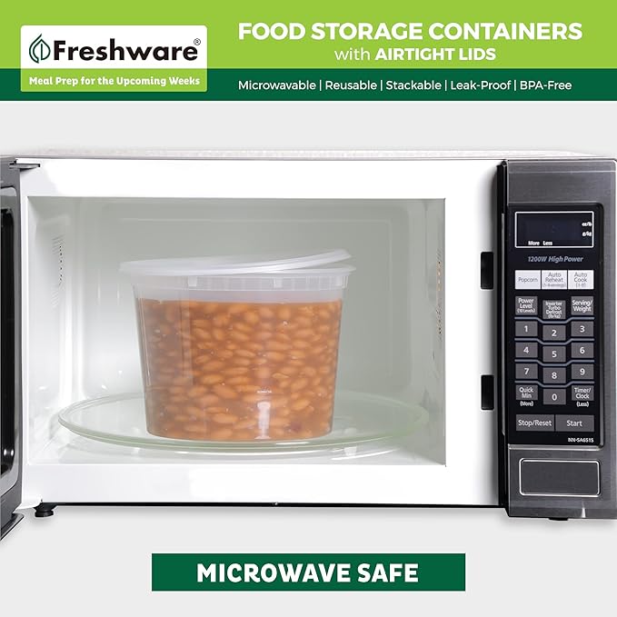 Freshware 1/2 Gallon Plastic Deli Food Storage Soup Containers