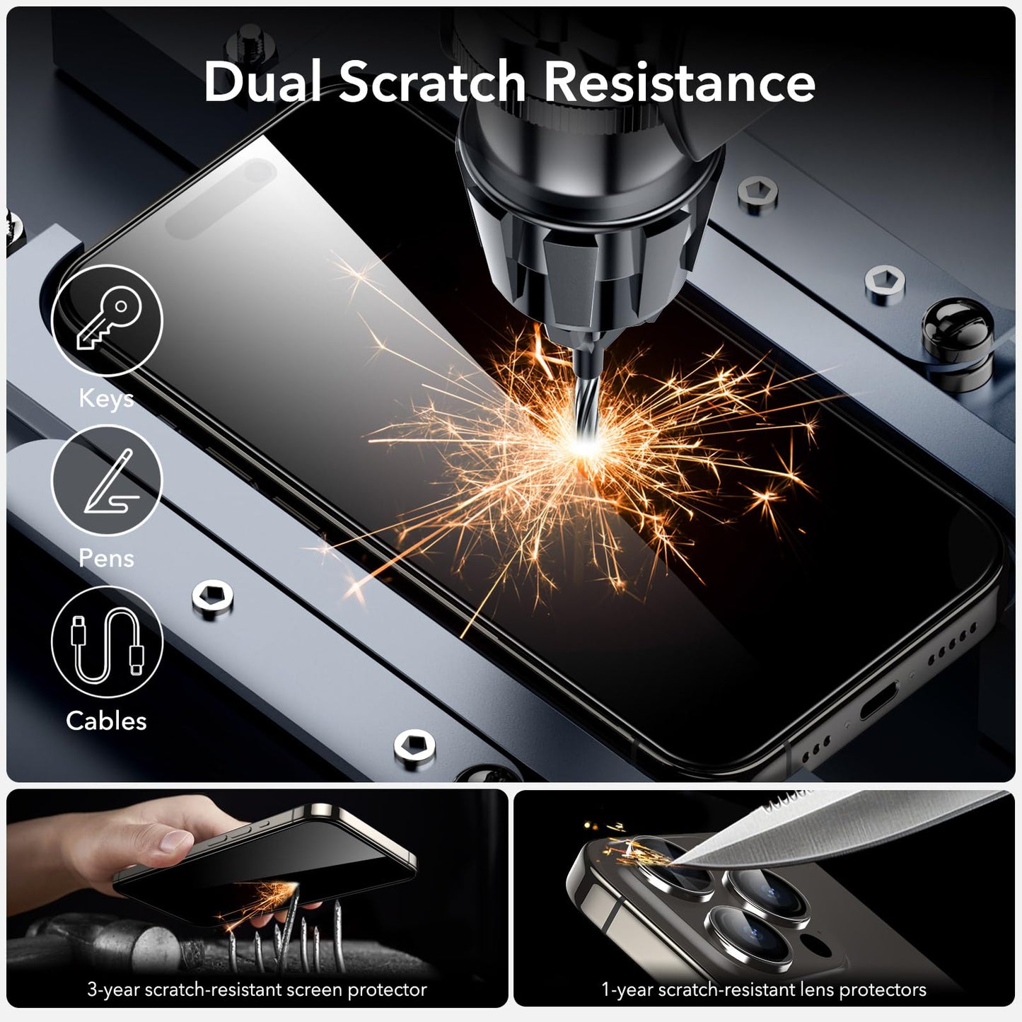 ESR 3 Pack for iPhone 16 Pro Max Screen Protector, [9H Hardness] [Military Grade Shatterproof] Tempered Glass Film with Flawless Fit Tray, HD Clear, Scratch Resistant