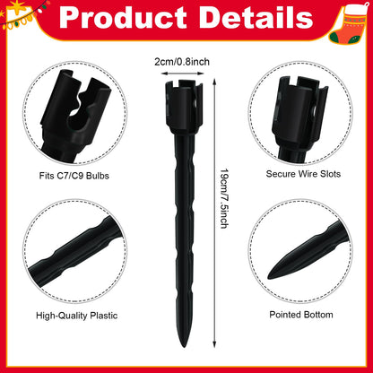 60 Pcs 7.5 Inch Christmas Light Stakes, Christmas Yard Stakes for C7 C9 Christmas Lights, Garden Path Walkway Holiday Decorations(Black)