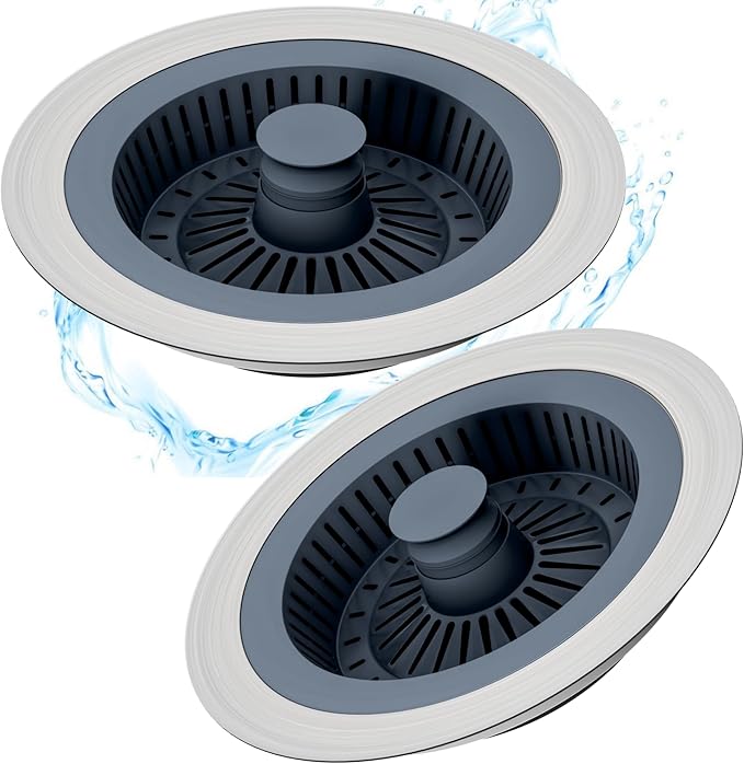 Kitchen Sink Drain Strainer 3 in 1, 304 Stainless Steel Pop Up Sink Stopper