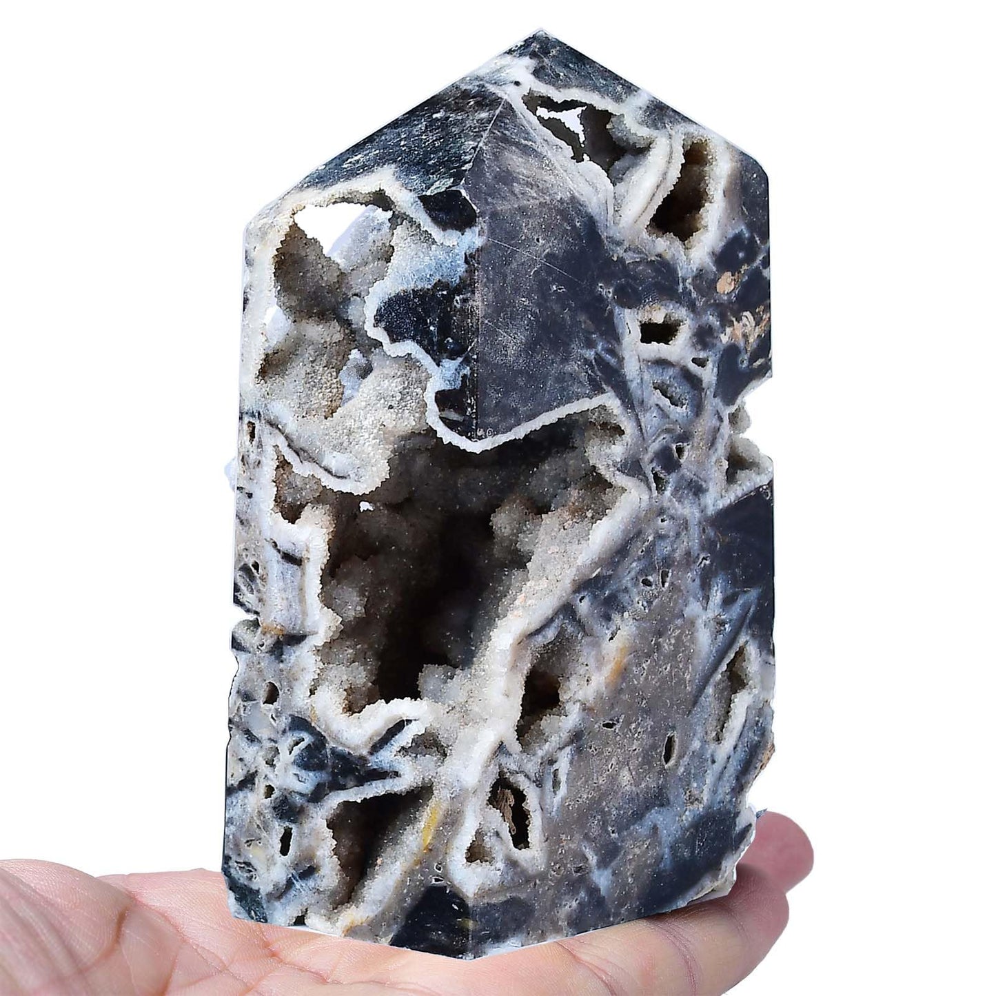 FZBHRO Sphalerite Geode Towers Crystal Point Obelisk Irregular Shape Healing Crystal Stone Wand Meditation Gift 0.6-0.8 Pound