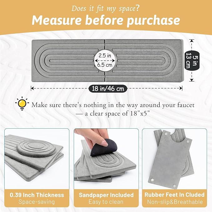 Diatomite Kitchen Sink Water Splash Guard, Modern Stylish Faucet Handle Drip