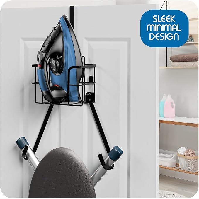 Ironing Board Holder Wall Mount & Over The Door Hanger, Laundry Room Ironing