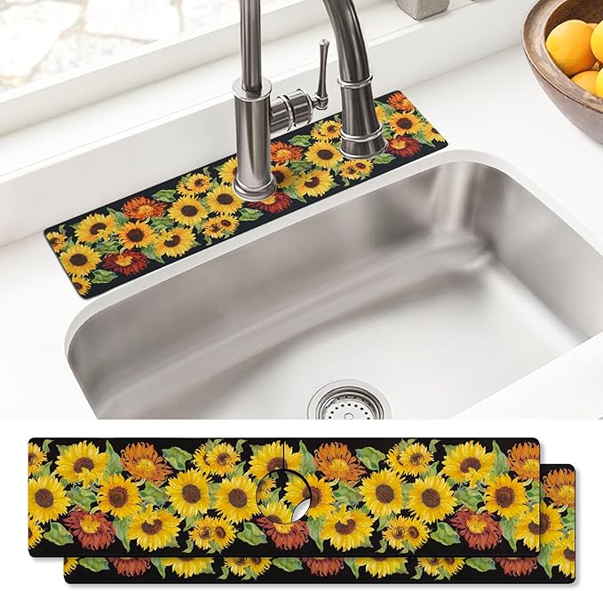 Sink Faucet Absorbing Mat, 2 Pack Drying Mat Around Faucet Sink Splash Guard