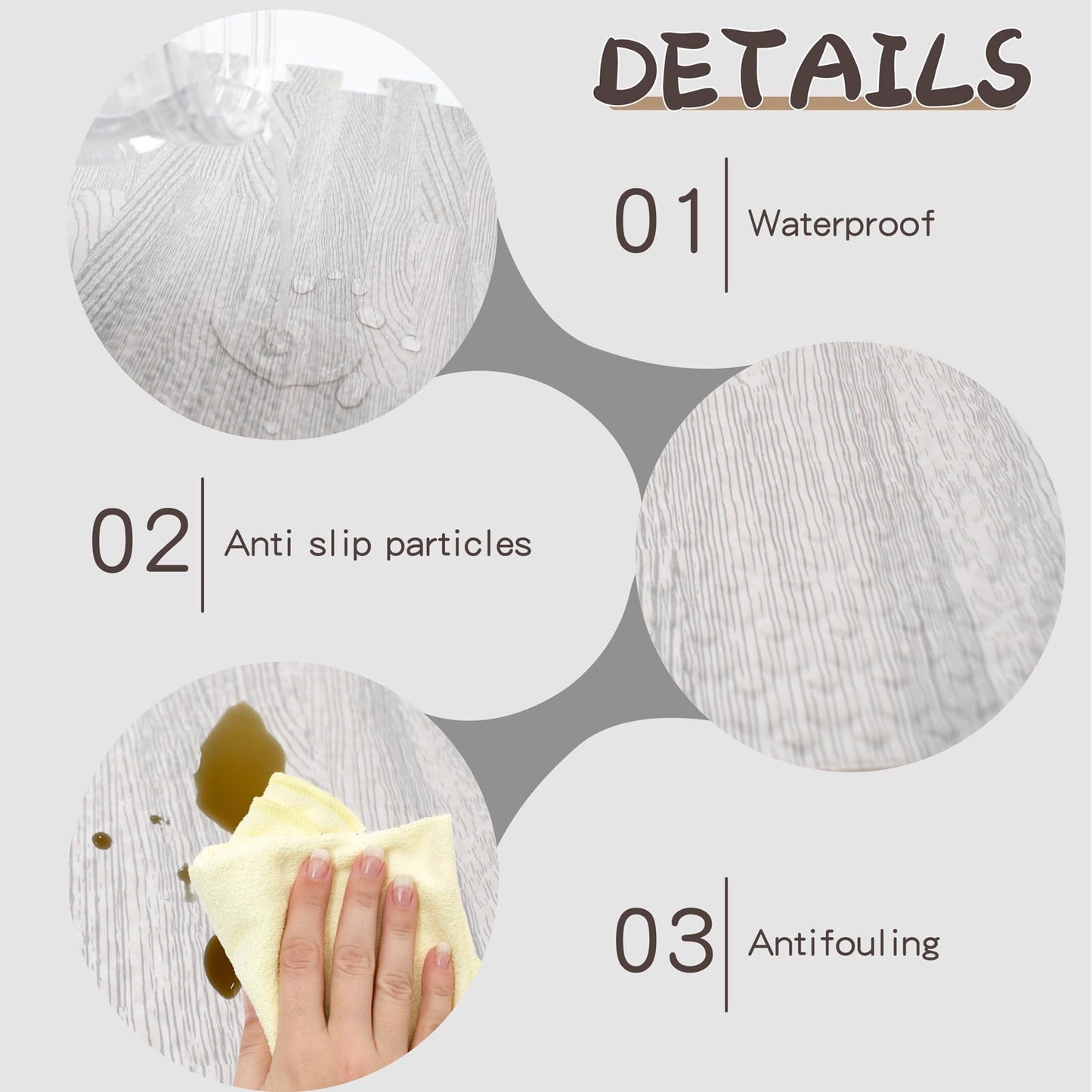 8 PCS Soundproof Interlocking Rug Pad 11.8 x 11.8 x 0.4 Inch, Non Slip Rug Pads, Noise Reduction Protective Cushioning Puzzle Foam Padding, Safe for All Floors and Finishes, Grey and White