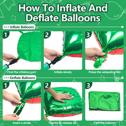 NISOCY 25PCS Christmas Balloons Red Green Square Foil Balloon Wall Backdrop Double Sided Metallic Red Balloons Arch Kit for New Years Birthday Anniversary Bridal Baby Shower Party Decorations