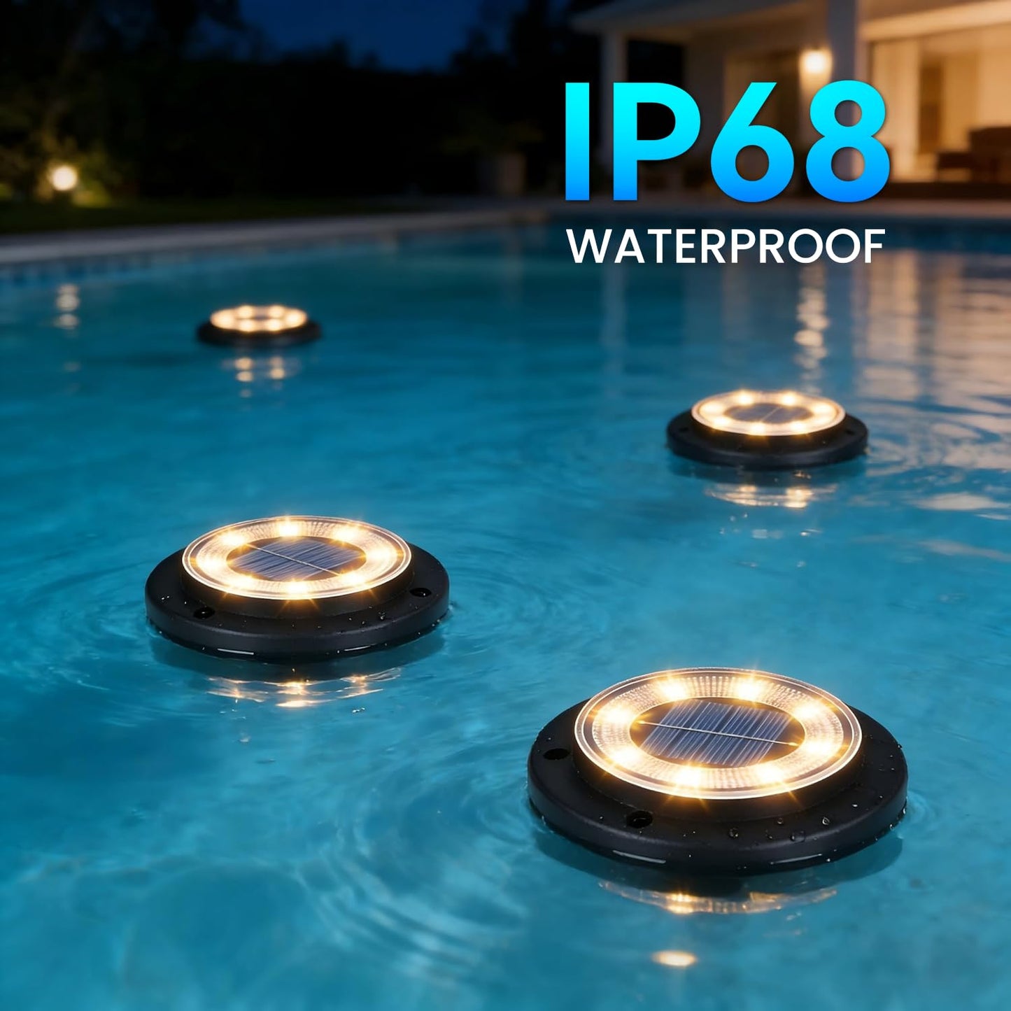 Flacchi Solar Lights Outdoor Waterproof - 2-in-1 Solar Powered Ground Lights Outdoor Solar Disk Light Landscape Light for Deck Step Patio Yard Pathway Walkway Driveway Garden (Warm White, 12 Pack)