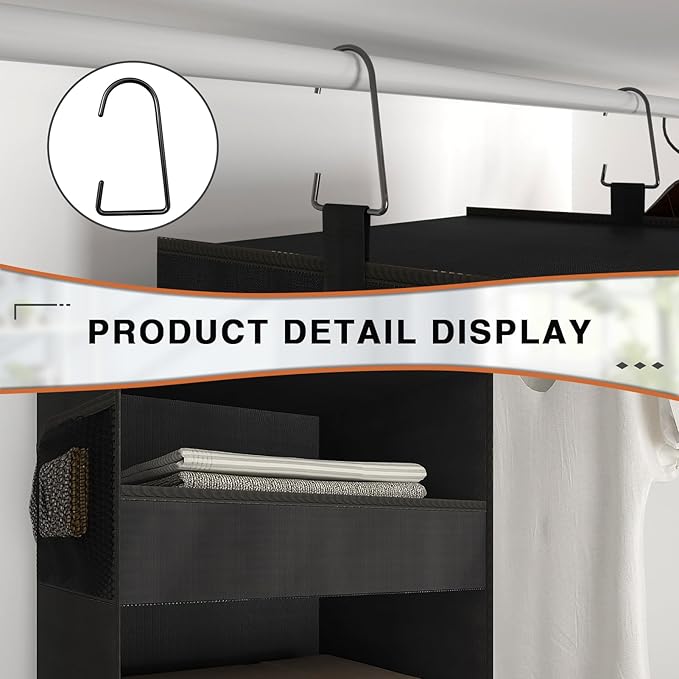 4-Shelf Hanging Closet Organizer and Storage Foldable Hanging Closet Shelves