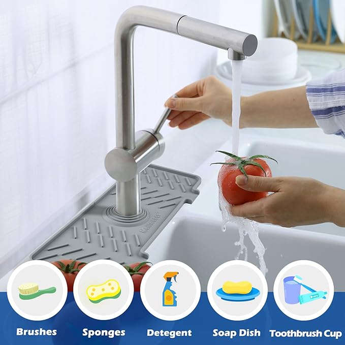 Meiliweser Silicone Faucet Splash Guard Gen 3-10° Large Slope & Adaptable Hole
