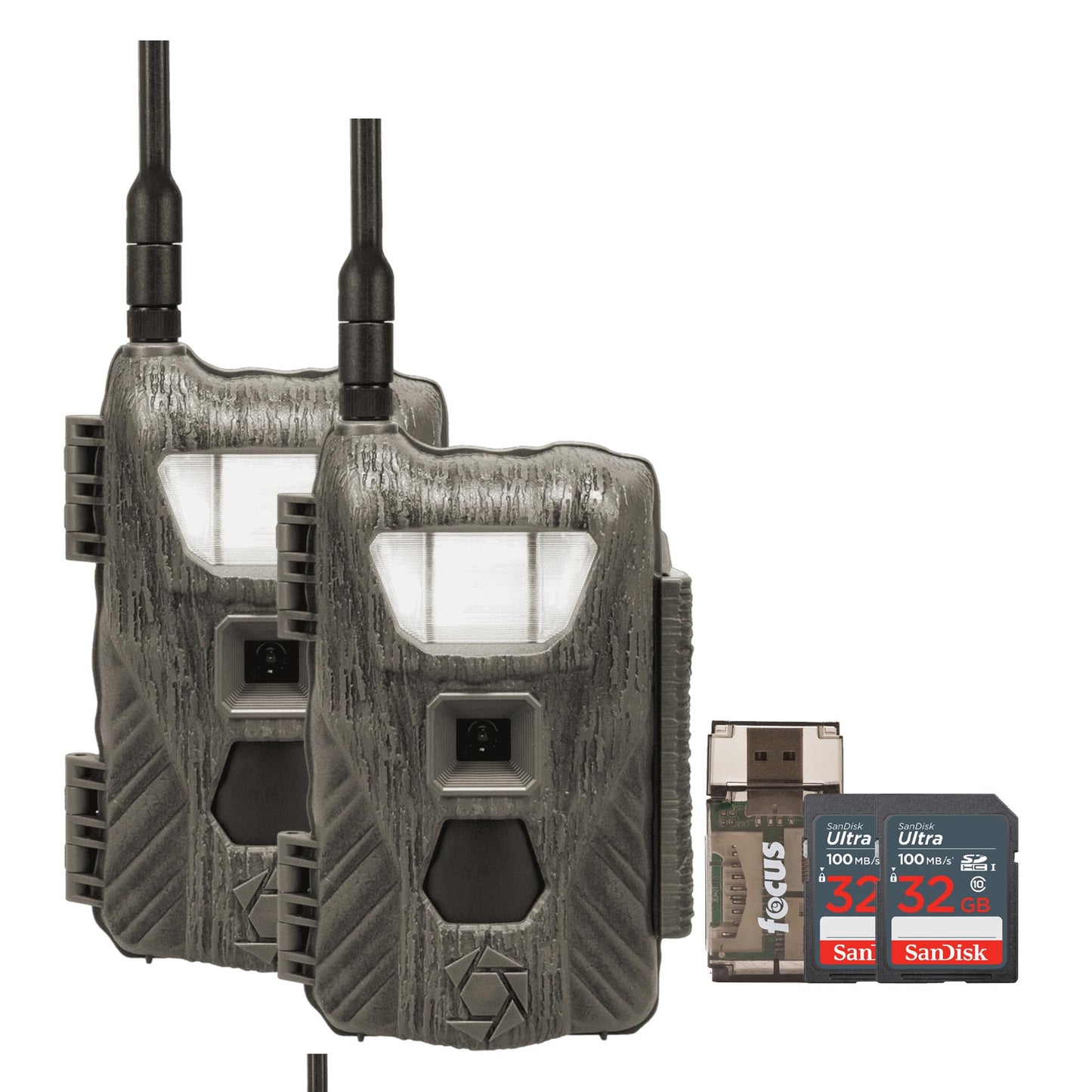 Stealth Cam Flashback 40MP White Flash Cellular Trail Camera 2-Pack with Two 32GB Memory Cards and Card Reader (5 Items)