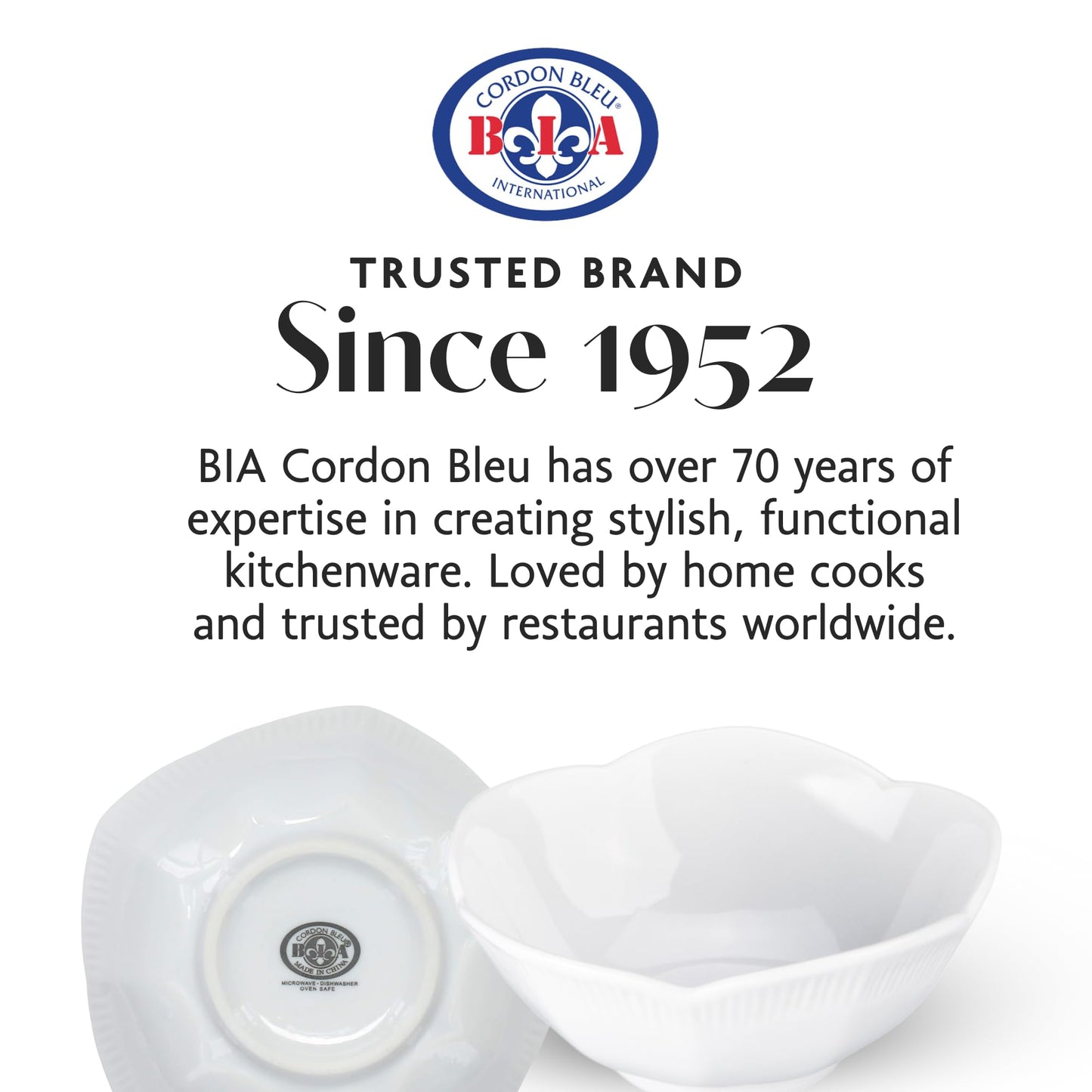 BIA Cordon Bleu Lotus Bowl Set of 4-2 Oz. Asian White Porcelain Dipping Bowls, Stackable Sauce Dishes for Snacks, Appetizers & Condiments - 3.5" Round Bowls, Microwave & Dishwasher Safe