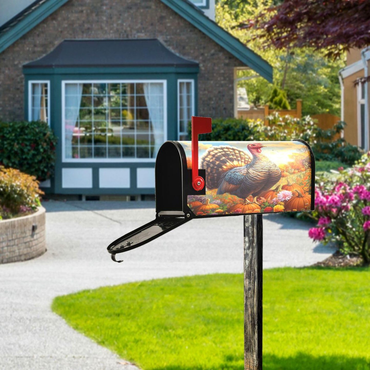 ALAZA Thanksgiving Turkey Pumpkin Field Magnetic Mailbox Cover MailWraps Garden Yard Home Decor for Outside Standard Size-18"x 20.8"
