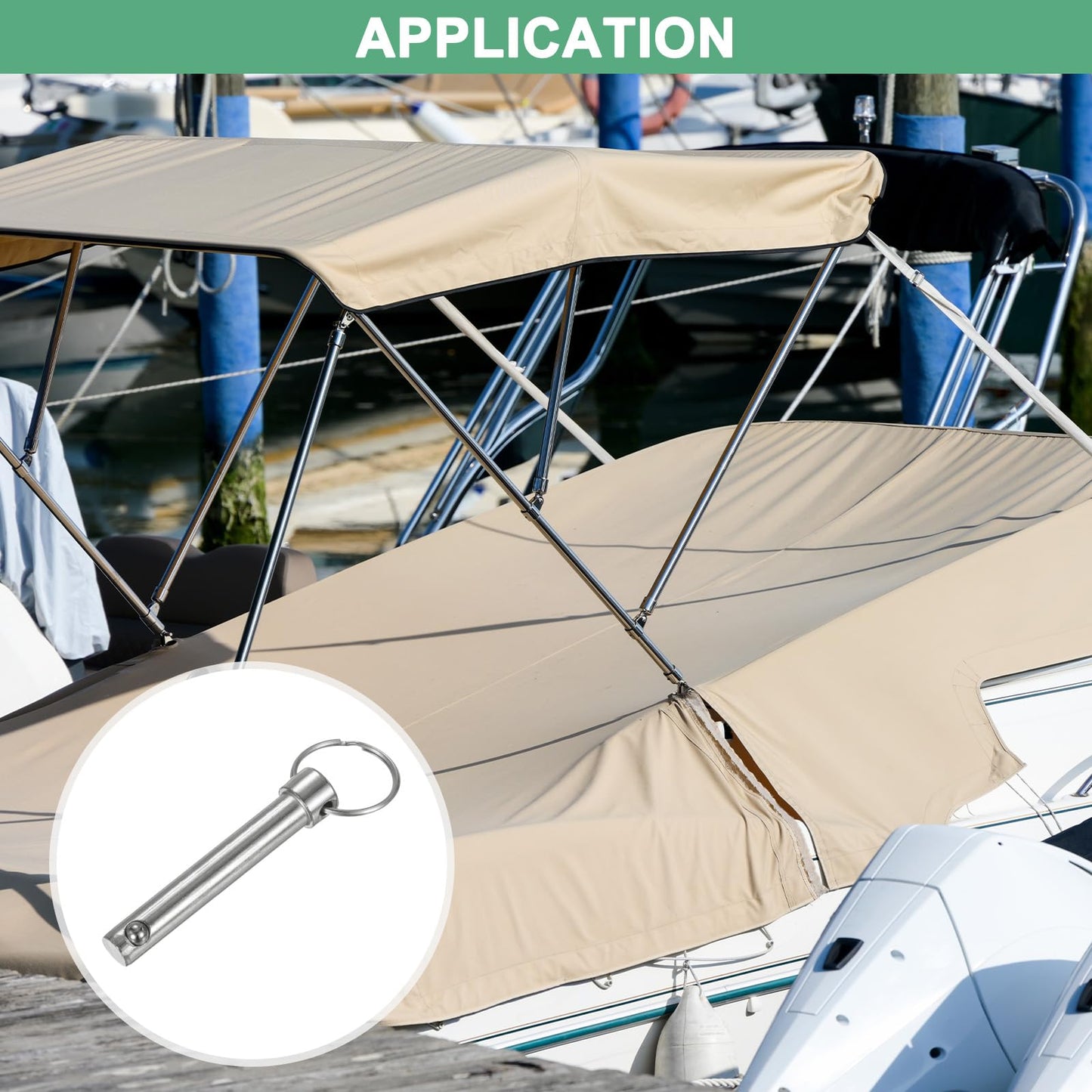 M METERXITY 4-Pack Quick Release Pins, 3/8" [10mm] Diameter, 2.01" [51mm] Usage Length Bimini Top Pin for Shipbuilding/Boat/Trailer, 2.36" [60mm] Total Length Carbon Steel Hardware Pins