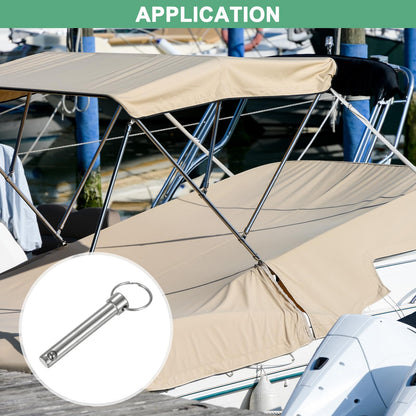 M METERXITY 4-Pack Quick Release Pins, 3/8" [10mm] Diameter, 2.01" [51mm] Usage Length Bimini Top Pin for Shipbuilding/Boat/Trailer, 2.36" [60mm] Total Length Carbon Steel Hardware Pins