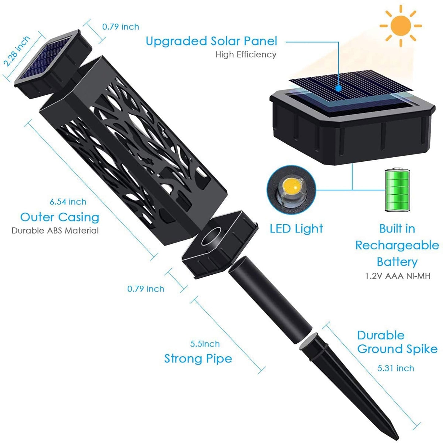 WdtPro Solar Lights Outdoor Garden, 6 Pack Garden Lights Solar Powered Waterproof with Warm White LED Lights, Solar Garden Ornaments Outdoor for Patio, Yard, Pathway Dusk to Dawn Auto On/Off
