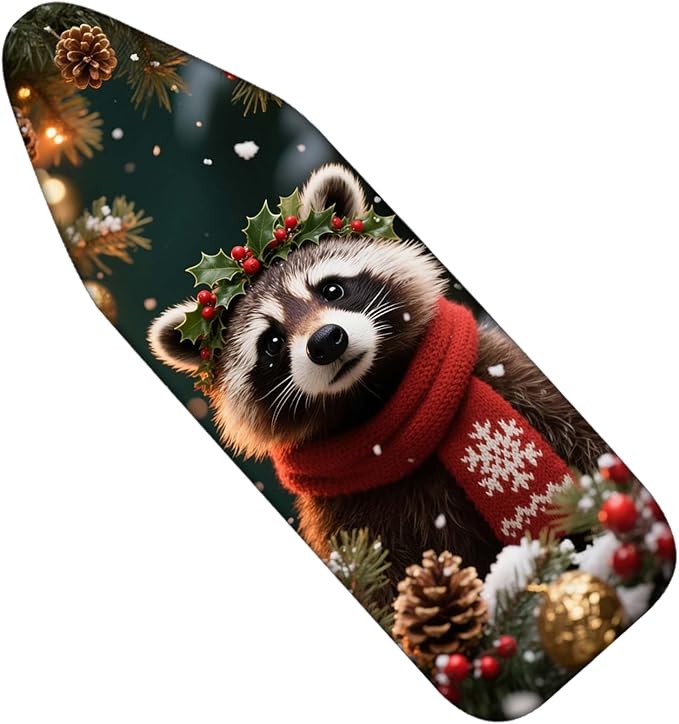 Nuxovilar Ironing Board Covers Winter Raccoon Pattern Polyester 15x54 Inches