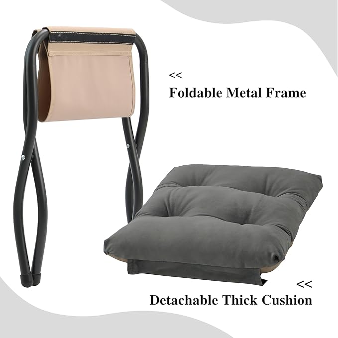 15" Folding Ottoman, Foldable Footrest Stool, Portable Small Foot Stool
