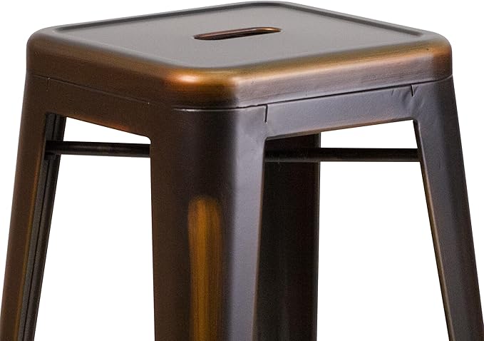 Flash Furniture Kai Commercial Grade 30" High Backless Distressed Copper Metal