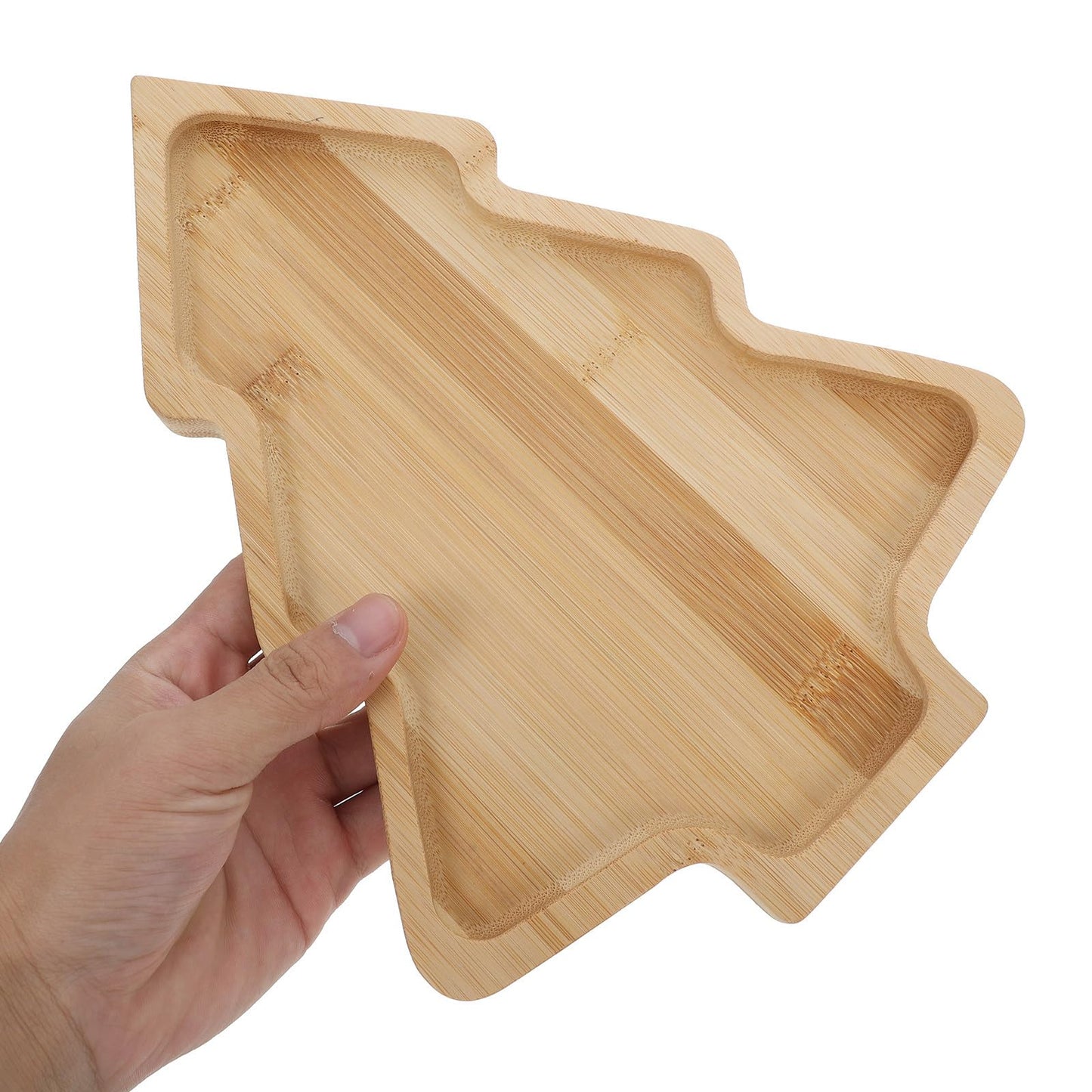 Ipetboom Christmas Tree Shaped Serving Tray - Bamboo Dining Cartoon Salad Plate Holiday Serveware for Sushi Appetizers Salads Snacks Decorative Dinner Platter for Parties Weddings and Outdoor Events