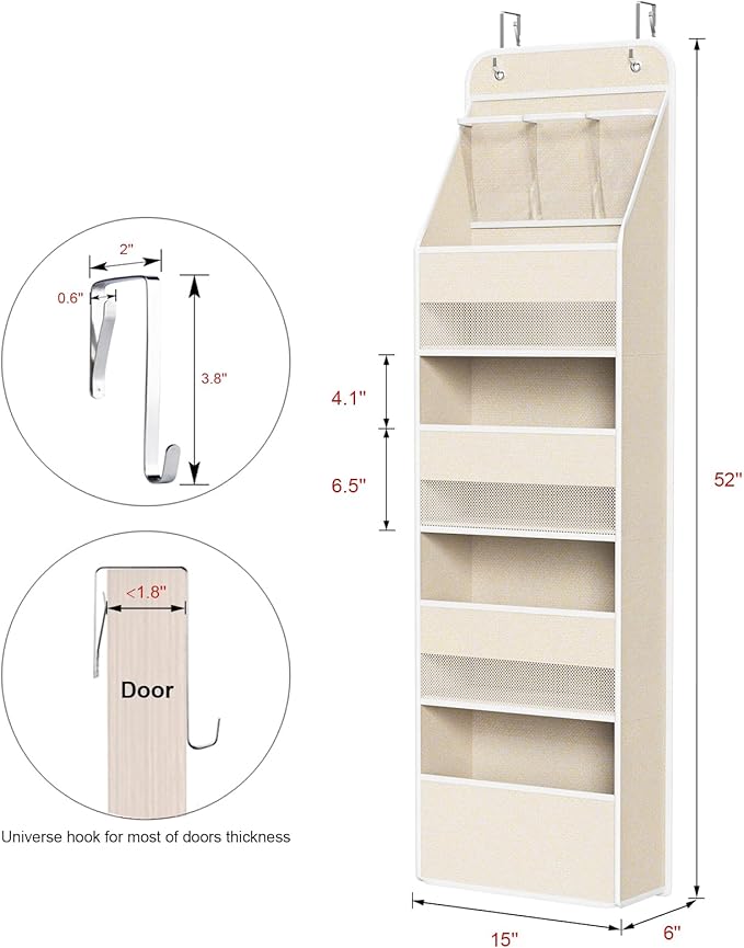 Univivi 5-Shelf Over Door Hanging Organizer Fabric Door Storage