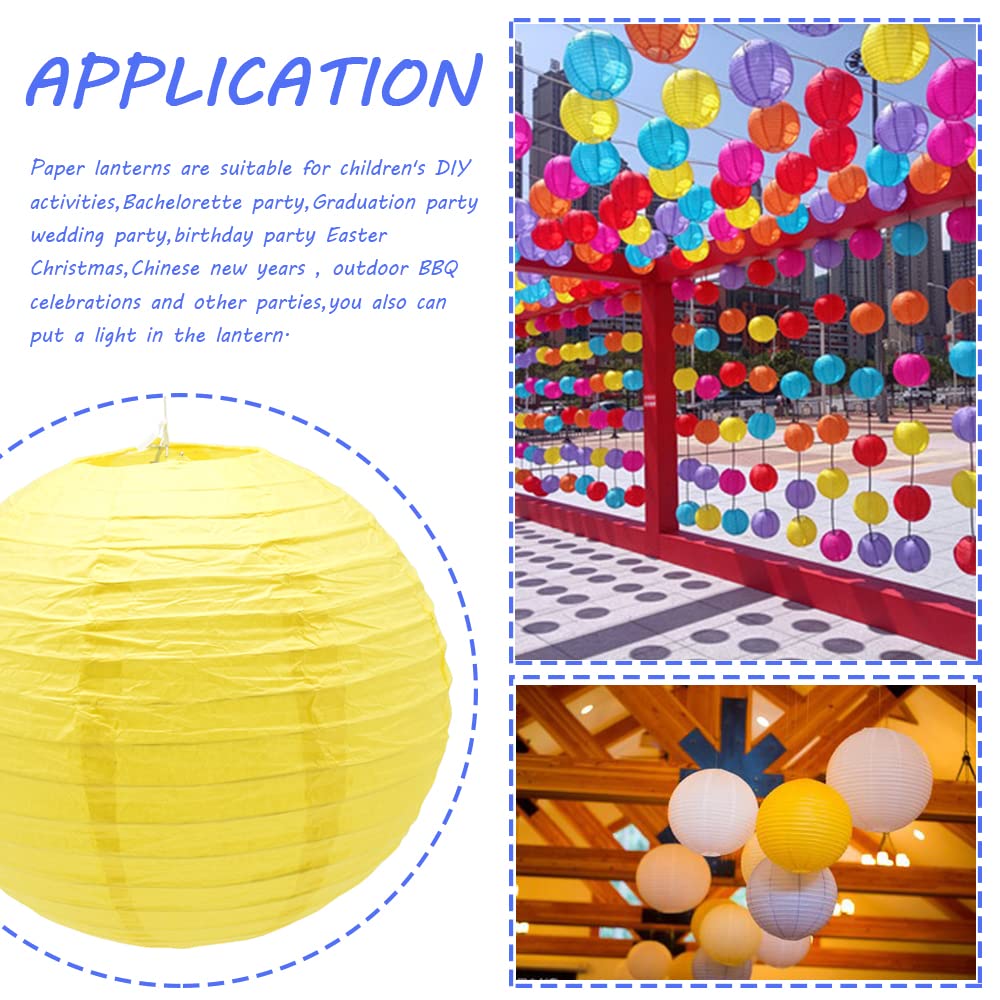 Hocansen 9Pcs Yellow Round Hanging Paper Lanterns 8/10/12in Chinese Lanterns for Birthday Wedding Home Party Wedding Home Decor Decoration(DLZ/Yellow)