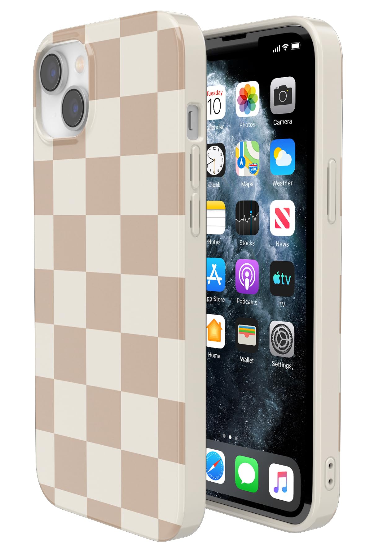 Casely iPhone 13 Case | Fit Check | Neutral Checkerboard | Compatible with MagSafe | Classic Ultra Slim Design