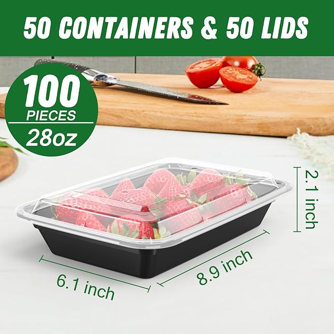 50 Pack 28 oz Meal Prep Containers Reusable